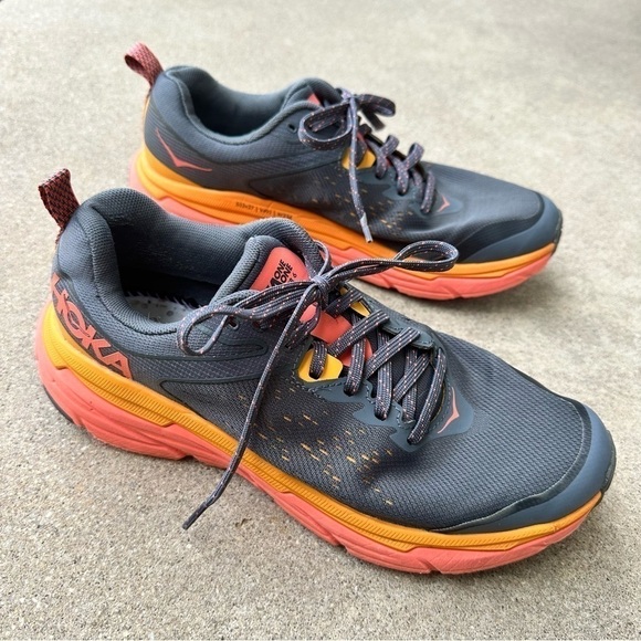 Hoka Challenger ATR 6 Sneaker Mens Size 9.5 Gray Orange - Picture 1 of 11